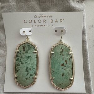 Kendra Scott Green and Gold Statement Earrings